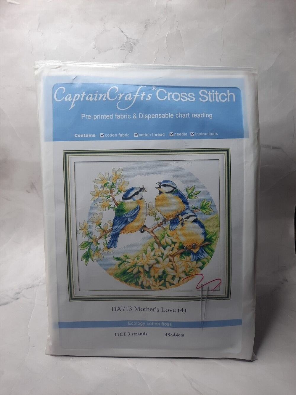 Captain Crafts Pre Printed Cross Stitch Kit DA713 Mother's Love Bluebirds